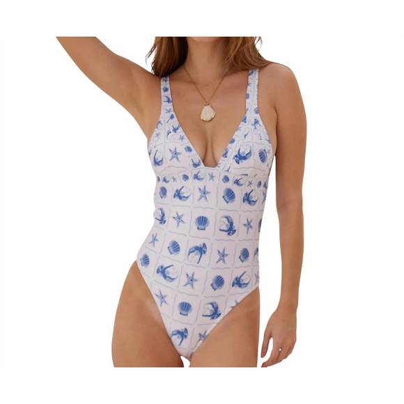 NEW CAPITTANA brianna one piece swimsuit in white print